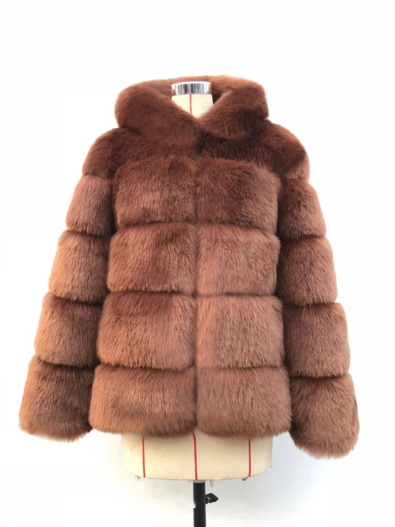 Savabien Womens Faux Fur Coat Thick Warm Furs Long Sleeve Hooded Furry Faux Fur Jacket Winter Black Red Jacket Luxury Coat