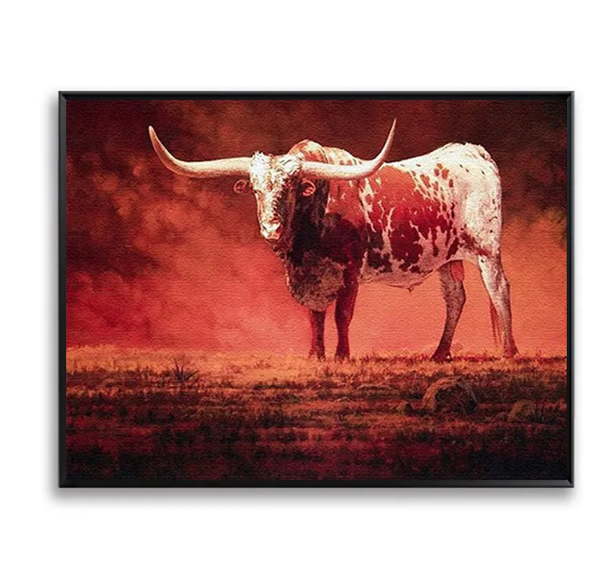 

Modern Animals Painting by Numbers Red Cow Picture Coloring DIY Canvas Bull Oil Painting Home Decoration Wall Decor SZH-145
