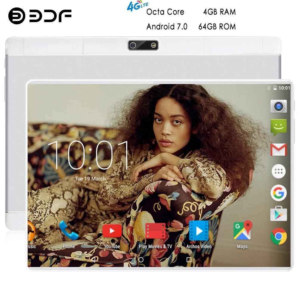  2019 New 10 Inch Original 4G LTE Phone Call Android 7.0 Octa Core 4GB+64GB Android Tablet Pc Beauti