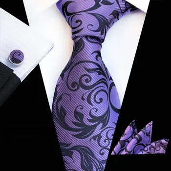

New Hot Mens Paisley Men's Ties Set Jacquard Necktie Set Wedding Necktie Hanky Cufflinks Sets