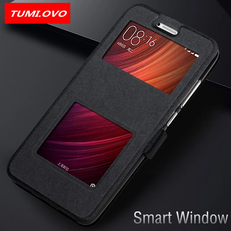 

Luxury Smart Front Window View Leather Filp Case for Xiaomi Redmi Note 4X 32gb 64gb Cases Phone Cover for Note 4 Global Version