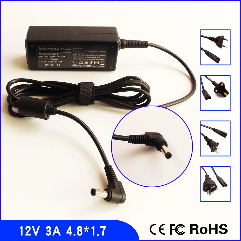12V 3A Laptop Ac Adapter Charger Power Supply for ASUS Eee PC 904HA