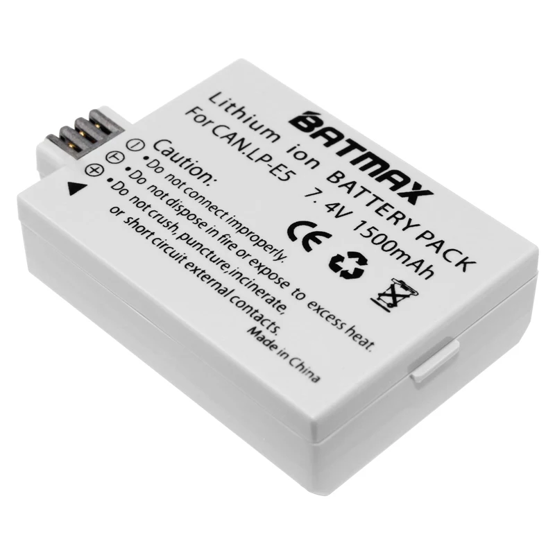 Литий ионный аккумулятор LPE5 LP E5 1500 мАч 2 упаковки в комплекте зарядное устройство