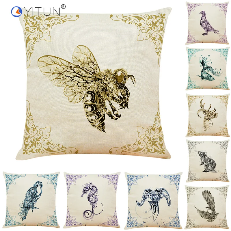 

YITUN Cushion Covers 45*45 Insert Bird Simple Color Throw Pillow Cover Woven Plain Square Cushion Sham Decor Home Sofa Bed Car