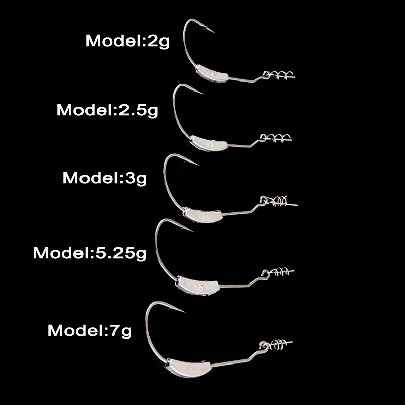 

5pcs/lot Barbed Crank Hook Lead Jig Head Carbon Steel Fishinghook 2g/2.5g/3g/5.25g/7g for Soft Fishing Bait Carp Worm Hooks X338