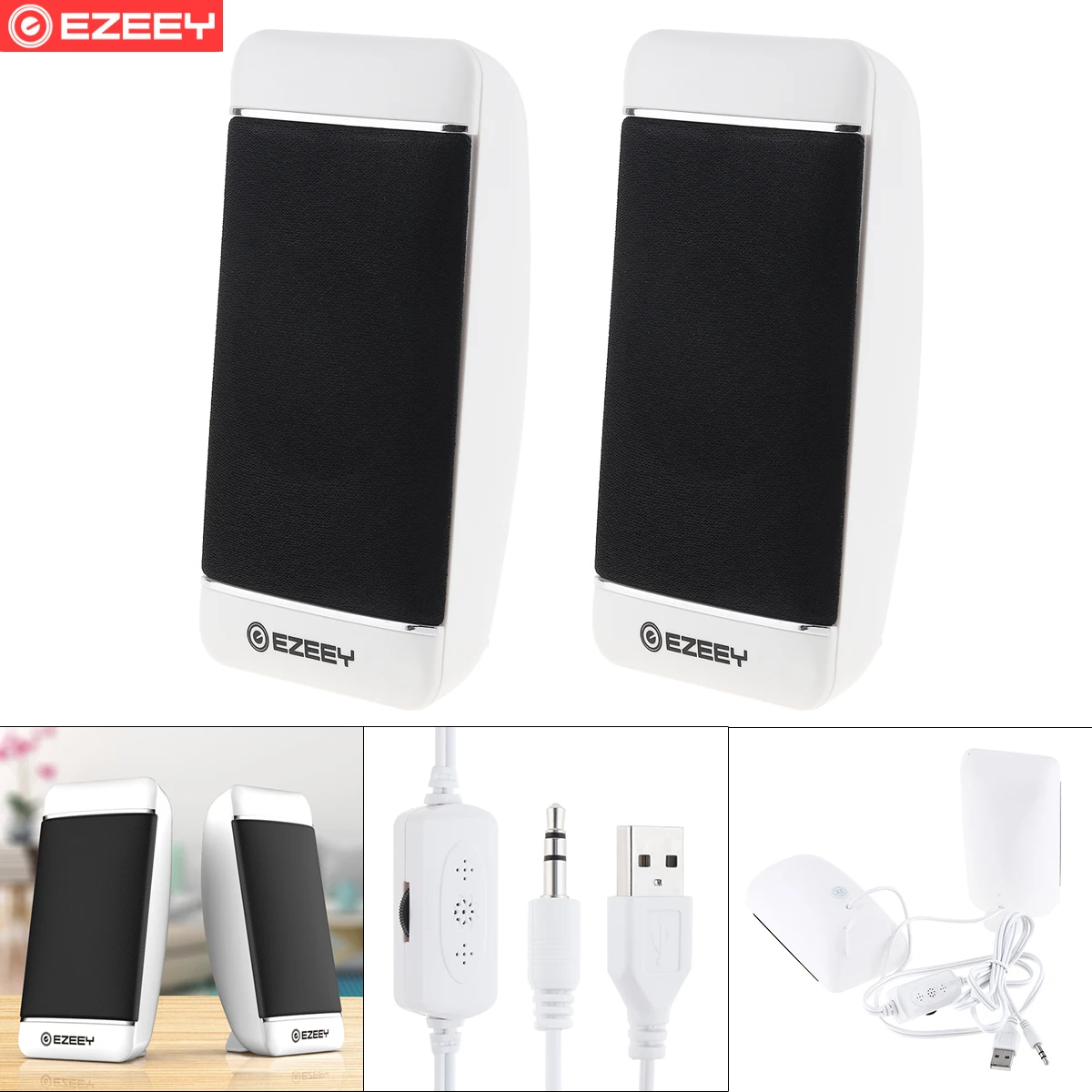 

EZEEY S4 Mini Computer Speakers 5V USB SoundBox Subwoofer Speaker with 3.5MM Audio Socket and Volume Control