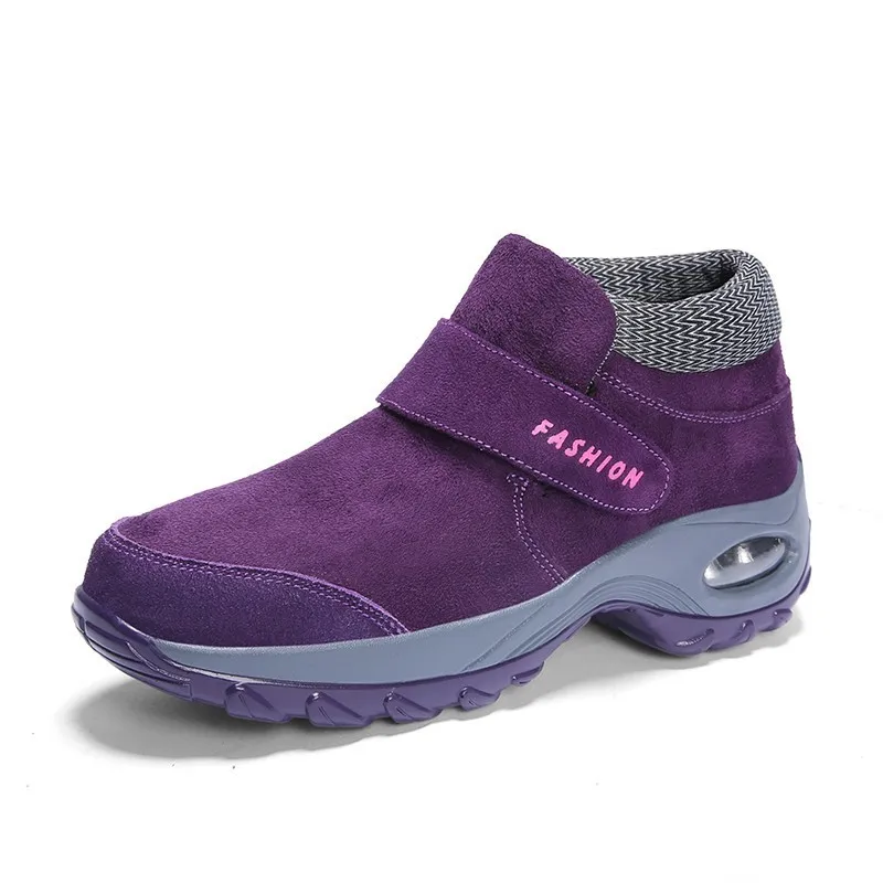 Высококачественная женская зимняя обувь; теплая удобная замшевая женская обувь; уличные рабочие кроссовки - Цвет: Фиолетовый