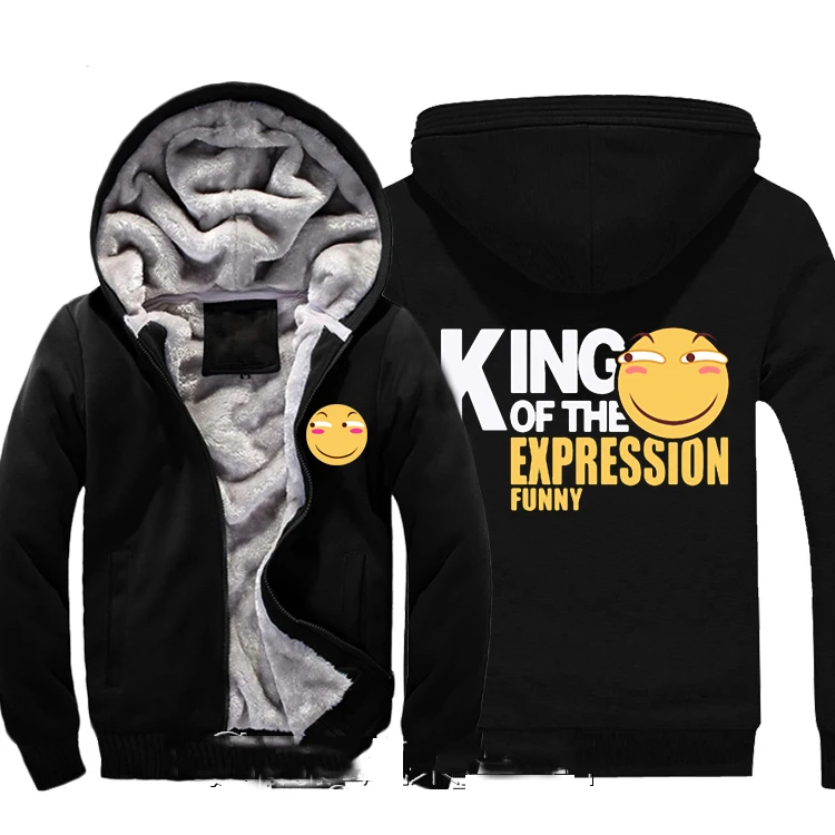 King of Expression Funny Face Doge Thick Fleece Mens Outwear Large Size