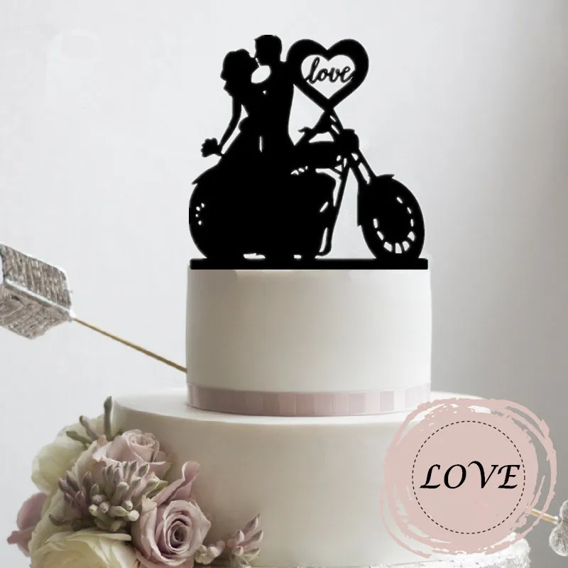 Топпер для свадебного торта на мотоцикле с сердечком, Mr& Mrs Топпер для торта, свадебные украшения, аксессуары для торта
