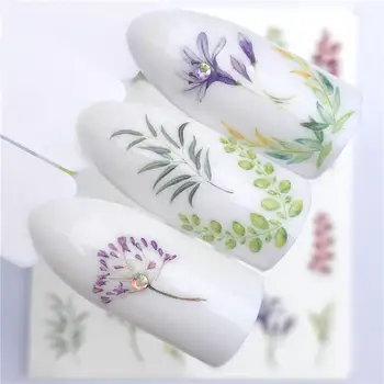 

WUF 2020 NEW Designs Colored Grass Water Transfer Sticker Nail Art Decals DIY Fashion Wraps Tips Manicure Tools