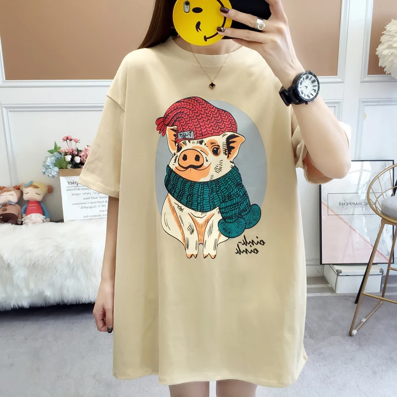 

2019 Fashion Cool cartoon Printed Female T-shirt Women hip hop oversized long Tshirt Summer Casual Harajuku ulzzang T Shirt Tops