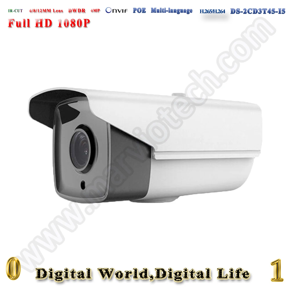  Multi-Language DS-2CD3T45-I5 cctv camera de seguridad 1080p max 4mp H.265 security camera 50M night vision ip camera poe outdoor 