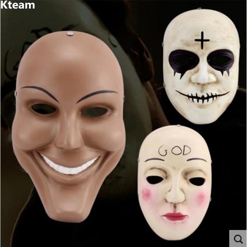 Hot The Purge Full Face Resin Mask Terrore Film Human Clear Plan God Cross Masks Halloween Masquerade Party Cosplay Costume Puntelli