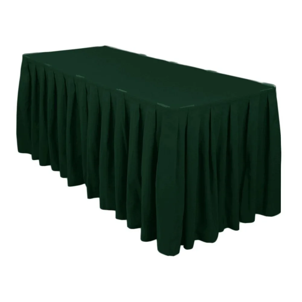 

5pcs 14ft x 29" Hunter Green Polyester Table Skirt & Buckle For Wedding Party Banquet Decoration Free Shipping