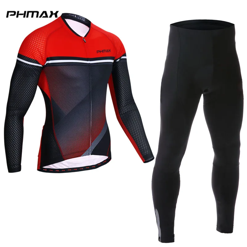 PHMAX MTB велосипедный костюм, трико Ropa De Ciclismo Racing велокостюм из флиса, комплект для велоспорта с длинными рукавами - Цвет: Normal Cycling Set