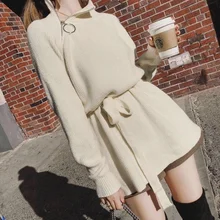 Zipper Turtleneck Solid Women Sweater Loose Lace Up Knitted Full Sleeve Pullovers Soft Female High Quality Long Jumper Zipper Turtleneck Solid Women Sweater Loose Lace Up Knitted Full Sleeve Pullovers Soft Female High Quality Long Jumper