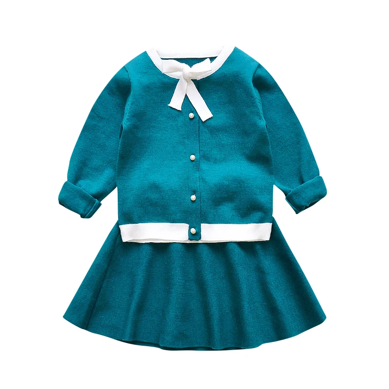 Baby Kids Clothing Sets For Girls Knitted Sweaters & Skirts 2Pcs