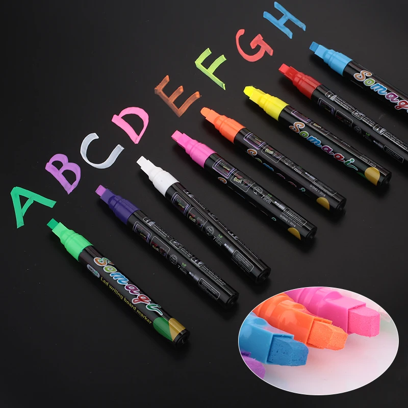 8 цветной хайлайтер 5 мм Флуоресцентный Жидкий Мел маркер ручка для школы художественная живопись Рисование ребенок подарок Канцтовары Школьные принадлежности