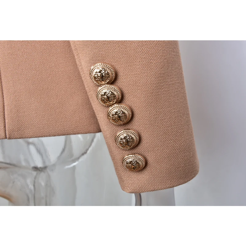 HarleyFashion European Casual Slim fitness Metal Gold Button Jacket White Black Khaki Colors Female Blazer