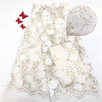 

Hot Sale nigeria Lace Fabric Fabric 2019 High Quality French Mesh Lace Fabrics with Sequins Lace Fabric for Party Dress
