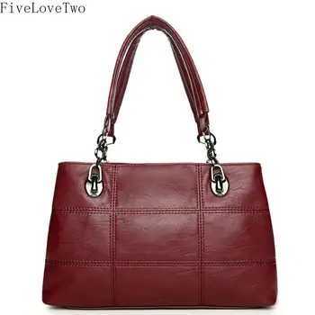 

FiveLoveTwo Ladies Leather Plaid Handbag Fashion Shoulder Bag Messenger Tote Bag