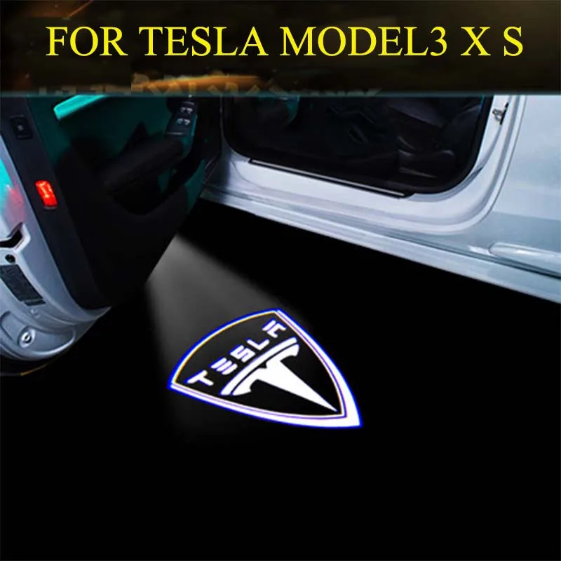 

2PCS TESLA MODEL S MODELX 3projection light door atmosphere light modification Welcome Light led Logo Projector lights car Door