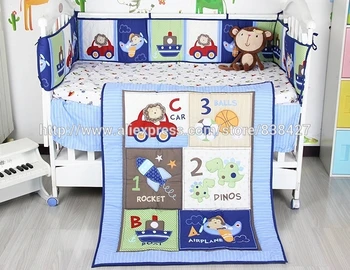 

Ups Free New Blue Cars Airplane Printed Baby Boy Crib Cot Bedding Set baby bed linen bebe jogo de cama