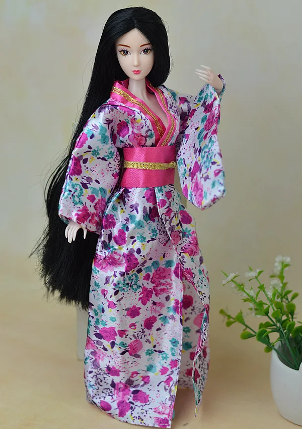 Модная Одежда для кукол наряд традиционное японское кимоно платье для куклы Барби Одежда для 1/6 BJD куклы косплей костюм