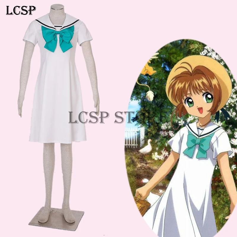 LCSP Card Captor KINOMOTO SAKURA Cosplay Costume Japanese School Uniform Suit Outfit Clothes Dress &amp Bow | Тематическая одежда