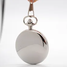 Гладкий серебряный кварцевые карманные часы римские цифры часы с белым циферблатом, Для мужчин Для женщин кулон карманные, на цепочке часы подарок Regarder P113