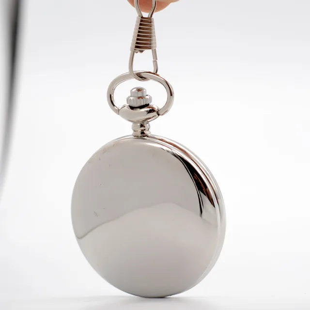 Smooth Silver Quartz Pocket Watch Roman Numerals White Dial Men Women Pendant Po Smooth Silver Quartz Pocket Watch Roman Numerals White Dial Men Women Pendant Po