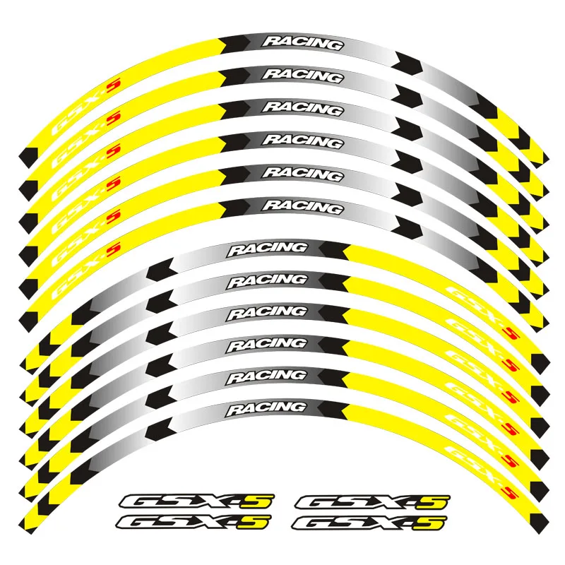 Высококачественная Светоотражающая наклейка для мотоцикла, обода, полосы, наклейки, 17 дюймов, клейкая отражающая лента для Suzuki GSX-S 1000 1000F - Цвет: A Yellow