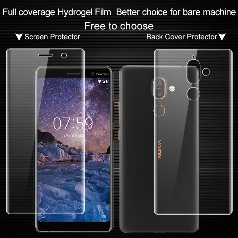 Full coverage for Nokia 7 plus Full Screen protector and Back cover protector Imak Hydrogel 2 protective Film for Nokia 7plus