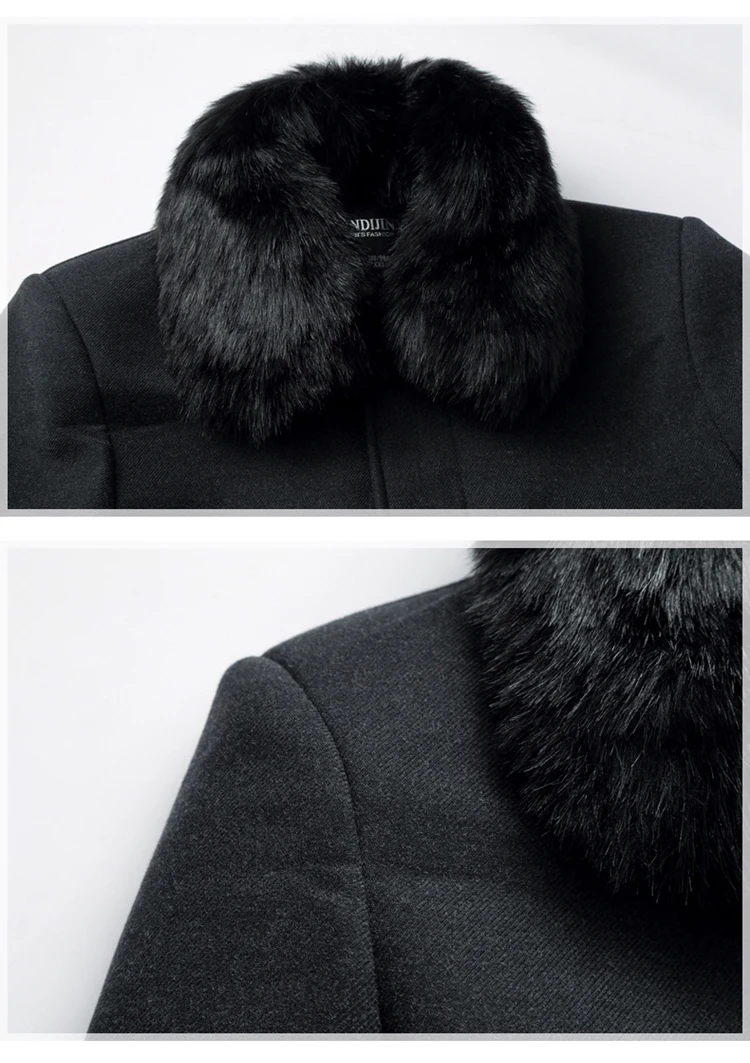 LONMMY 4XL Peacoat, шерстяная длинная куртка, мужское зимнее шерстяное пальто, Мужское пальто со съемным воротником из искусственного меха, мужской Тренч, черный, серый