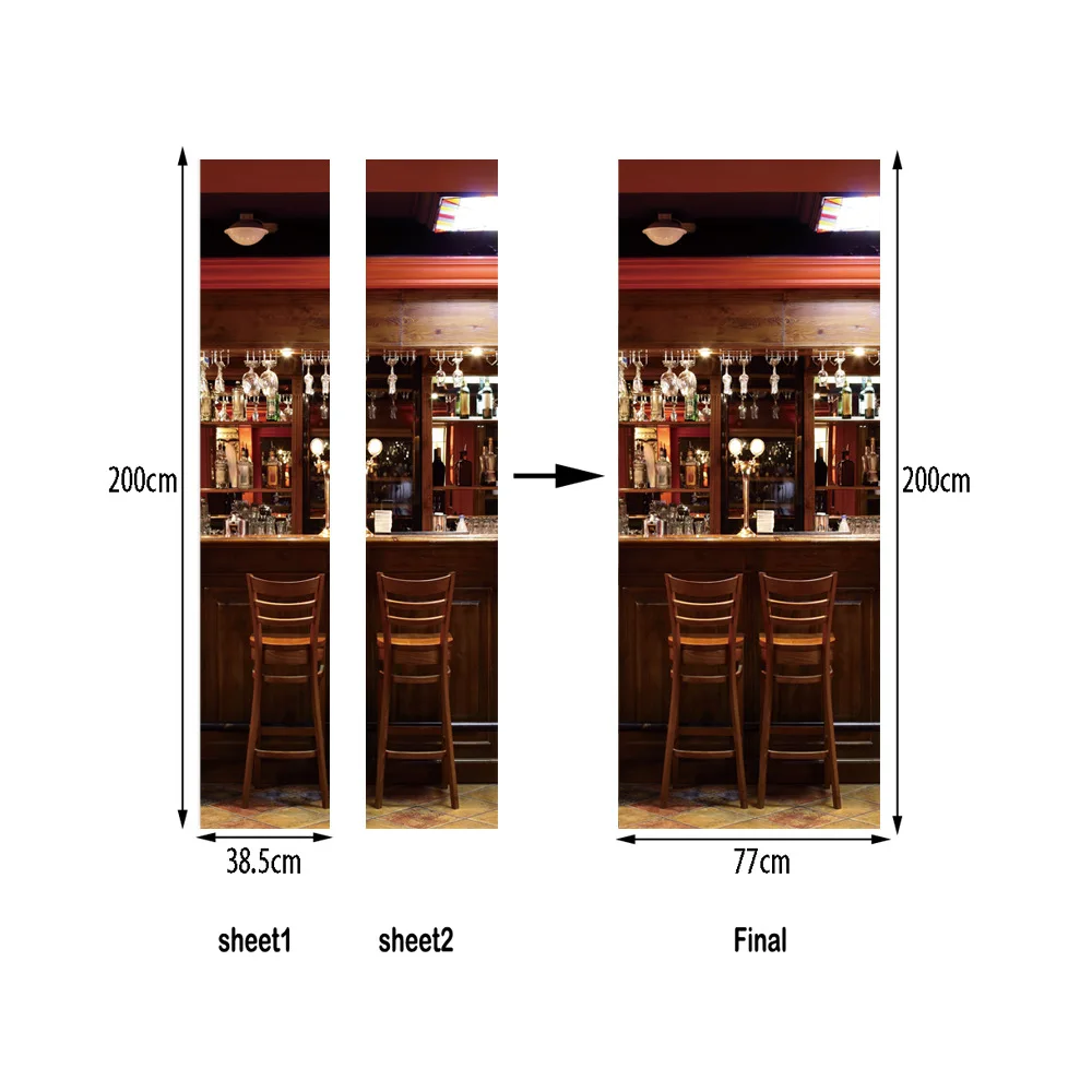3D Ретро-бар, винтажные наклейки на двери для ремонта деревянной двери, самоклеющиеся обои, водостойкие настенные виниловые наклейки для домашнего декора