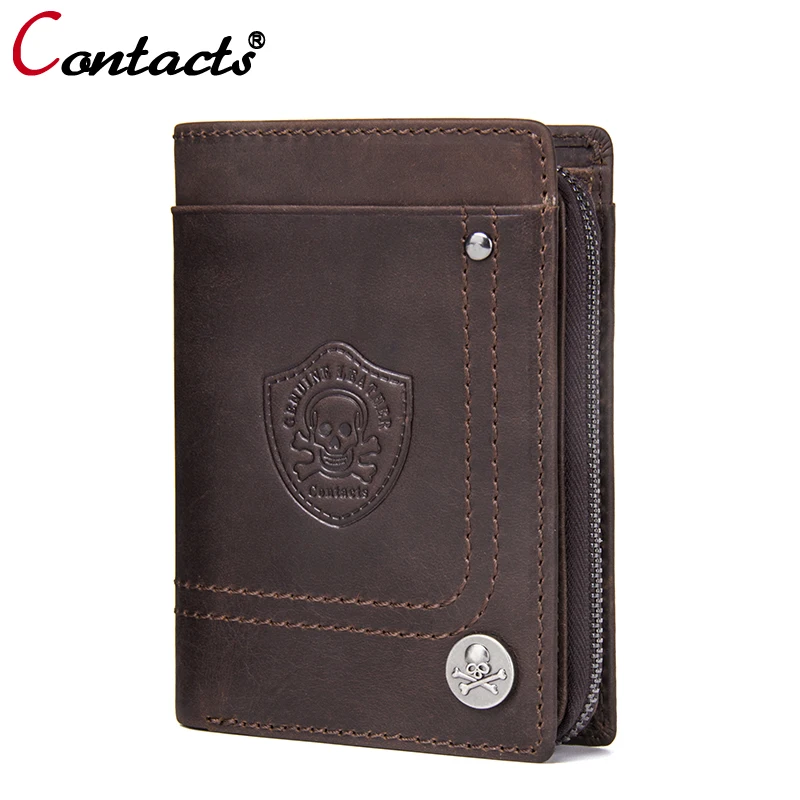 

CONTACT'S Men wallets genuine leather wallet men business card holder clutch male coin purse small wallet money bags walet gifts