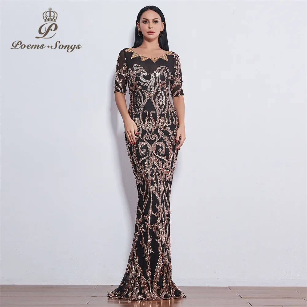 

Poems Songs 2019 party perfect fashion Sequin Evening dresses formal dress long evening dresses New style vestido de festa