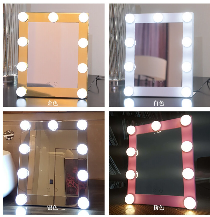 

LED Bulb Vanity Lighted Hollywood Makeup Mirror with Dimmer Stage Beauty Mirror vanity mirror with lights for Gift makeup bag