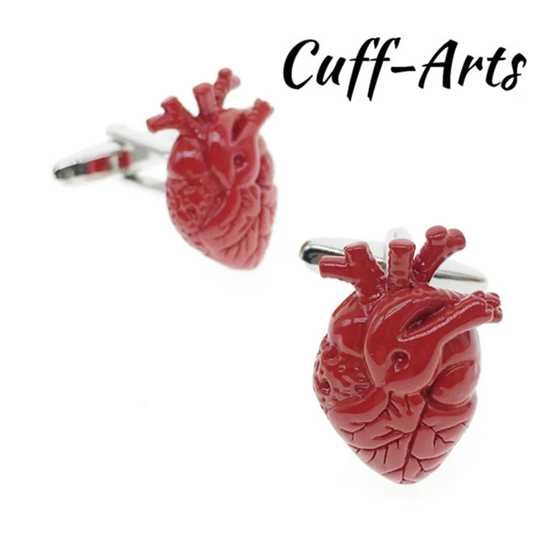

Luxury Fashion Red Heart Shape CuffLinks Buttons for Men Business Shirts Cuff links Wedding Jewelry Gift by Cuffarts C10051