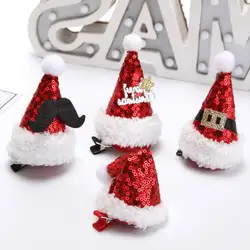 Рождественский Санта Клаус Кепки Шляпа заколка для волос детская детские прекрасные Заколка для волос вечерние украшения шпилька