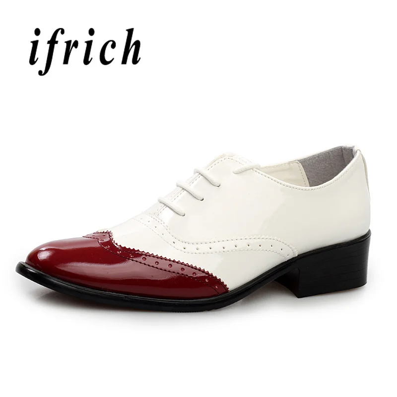 

Popular Pointed Oxford Shoes Men Red Yellow British Style Brogue Shoes Male Comfortable Elegant Men Shoes Lace Up Party Shoes