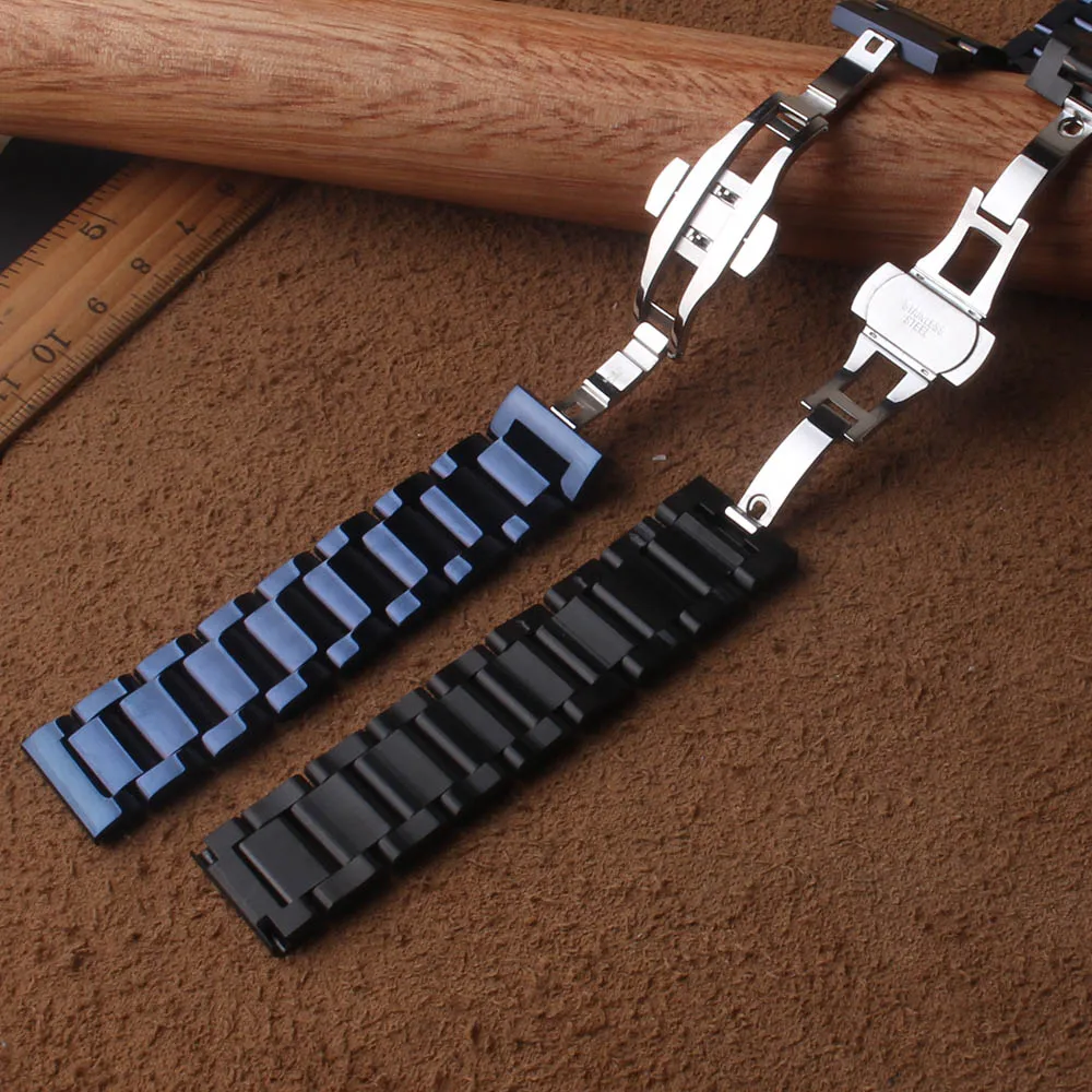 20 мм/22 мм черный Нержавеющая сталь ремешок для наручных часов для samsung Шестерни спортивные S2 S3 ремешок для часов металлический браслет для наручных часов