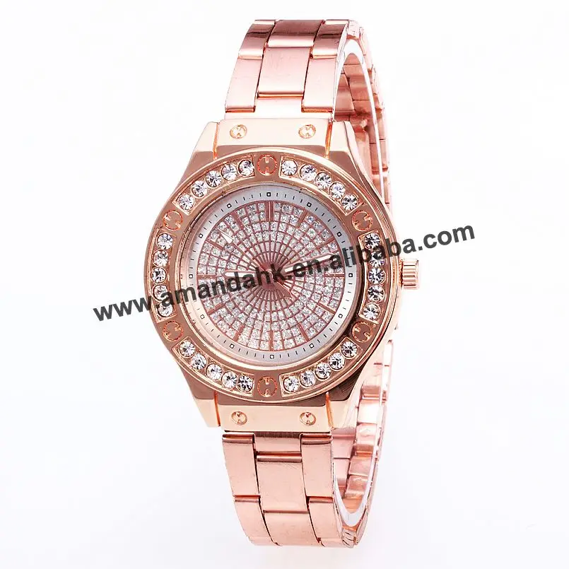 

Top Wholesale Rhinestone Metal Alloy Watches Hot Sale Women Dress Wrist Watches 919515