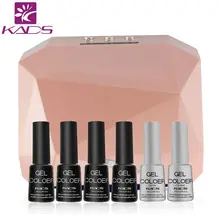 2016 KADS 36W Nail Dryer 7 Colors Diamond Shaped UV Lamp & 4pcs Nail Gel Polish & Top Coat Base Coat for Nail Art Tools