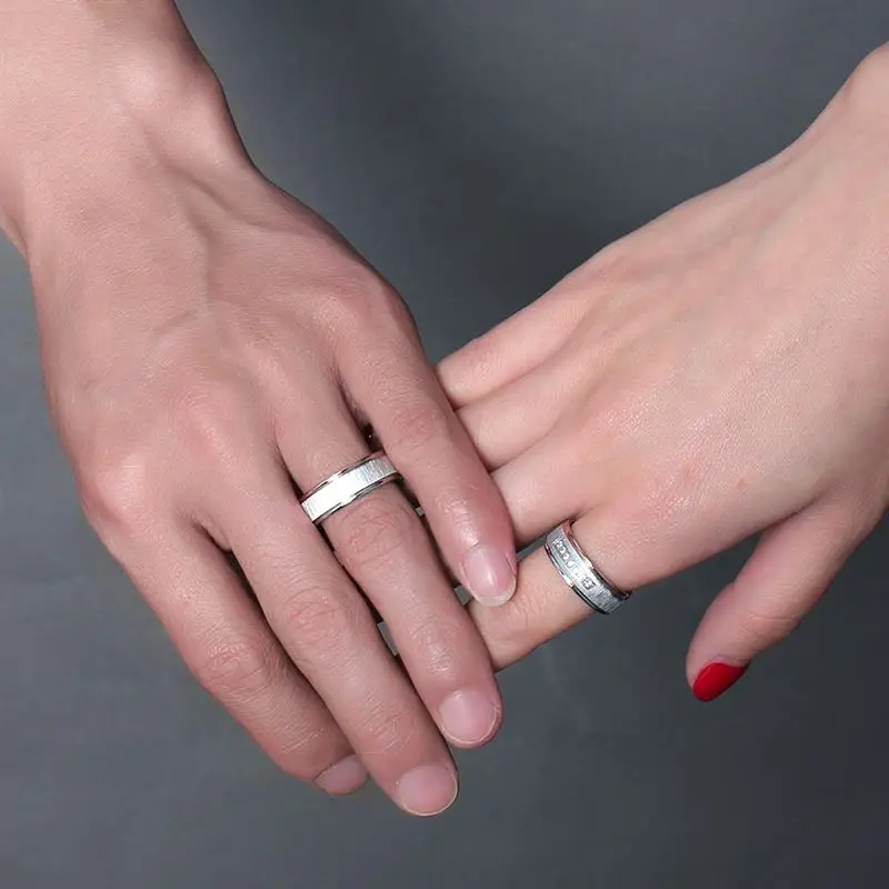 Meaeguet обручальные кольца серебряного цвета, кубический цирконий, Любовное обещание, набор колец для пар, обручальное кольцо из нержавеющей стали
