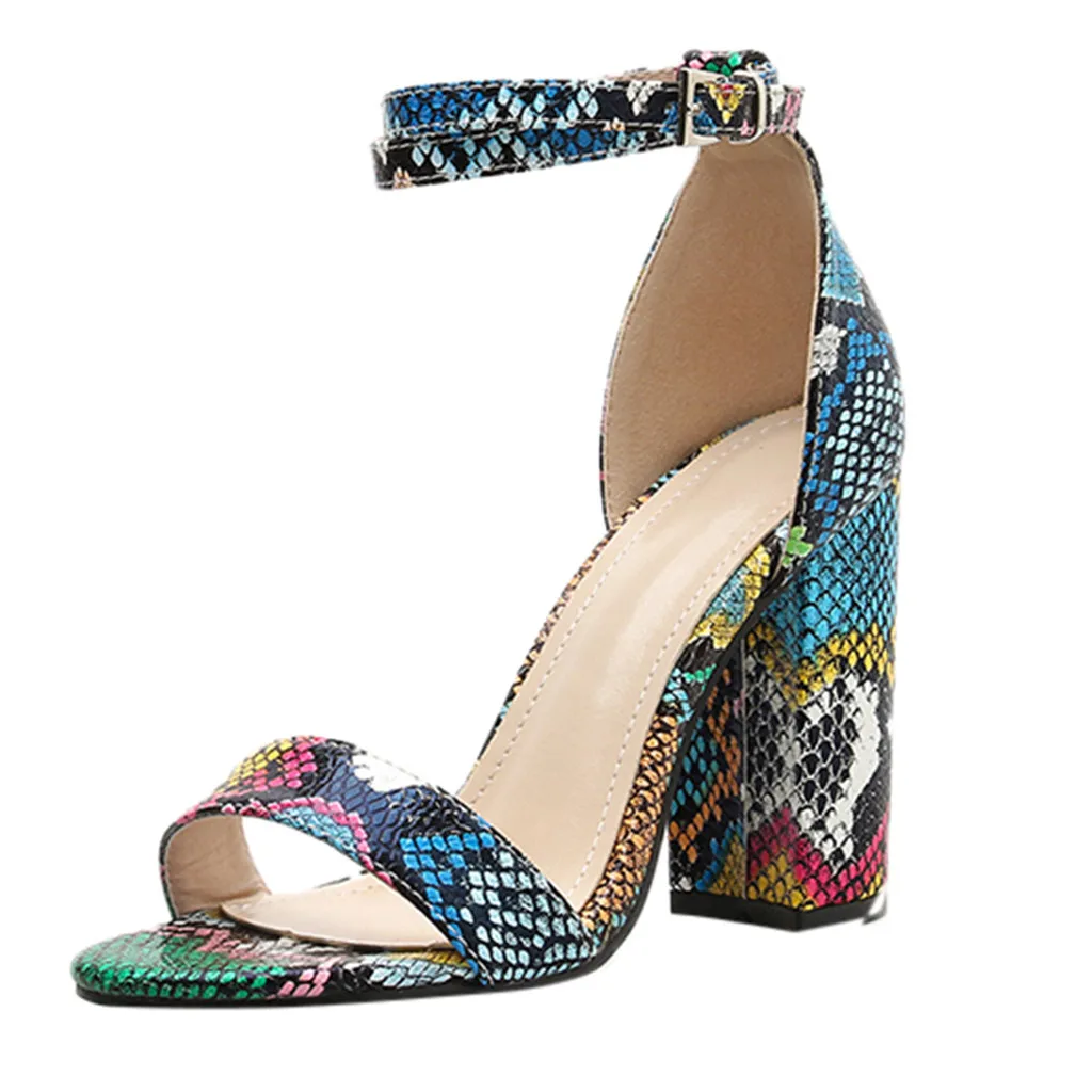 

Jaycosin shoes Summer Women Sandals Open-Toe High Heels funny Fashion Snake Pattern Ladies Sandals Single Shoes 2019