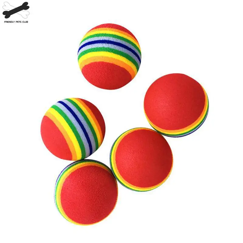 Игрушки для кошек Жевательная погремушка с царапинами EVA мяч Радужный цветной мяч для питомцев интерактивный 3,5 см игровые принадлежности для тренировки животных 23