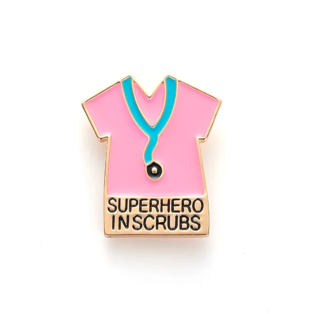 

This Superhero Wears Scrubs Pins Enamel Brooch Suprhero in Scrubs Letter Badge Doctor/Nurse Gift Medical Jewelry Wholesale