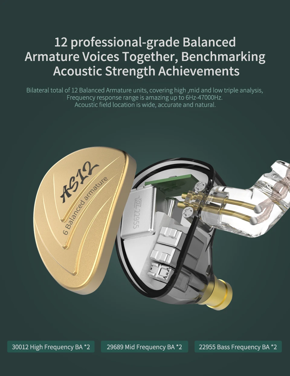 Новинка KZ AS12 наушники 12BA сбалансированные арматурные диски HIFI бас наушники в ухо монитор гарнитура шумоподавление