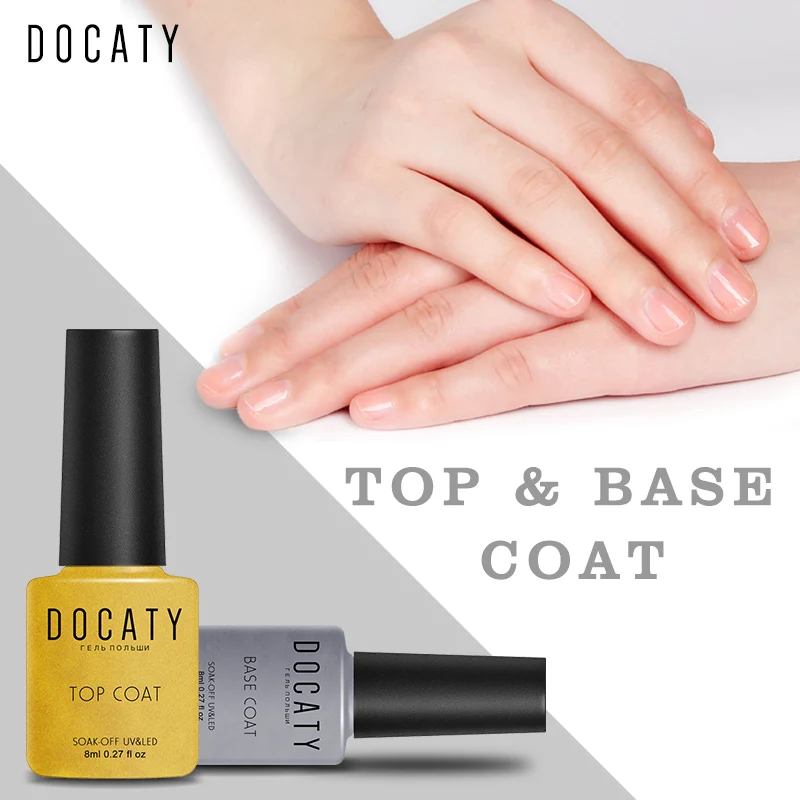 Docaty Soak Off Gel Polish Top and Base for Nails Hybrid Lacquer Varnish Accessoires All Manicure Nail Design | Красота и здоровье